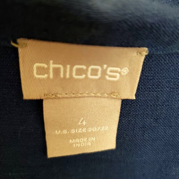 Chico's Blue 100% Linen Pullover Tunic Top with Pockets Size 20 EUC - Picture 9 of 10